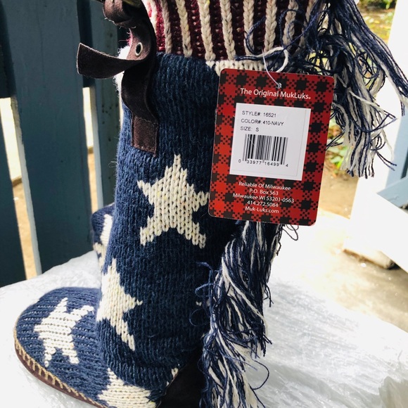 MUK LUKS Women's Navy Tall Slipper Boot Small 5-6 - Picture 7 of 8